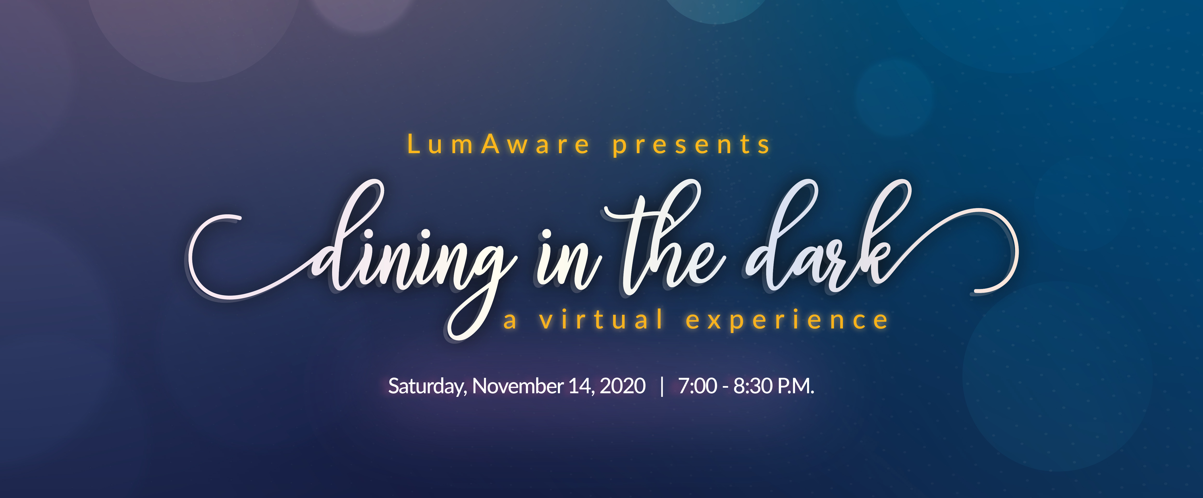 promo image for dining in the dark 2020, a virtual experience