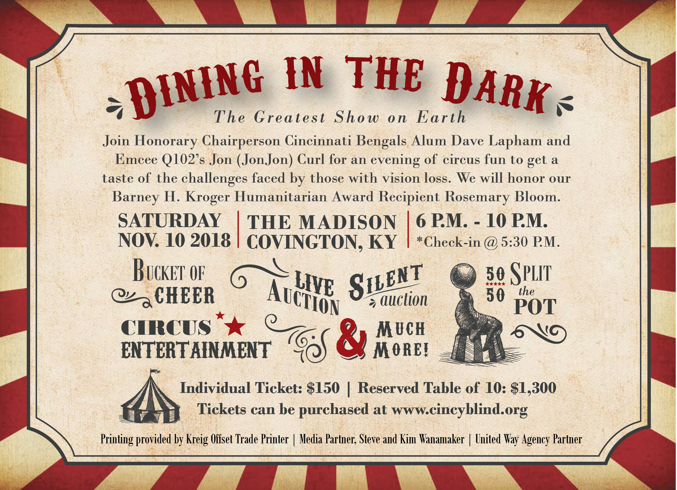 promo image for dining in the dark 2018, the greatest show on earth